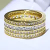 Choucong Classica Splendida Gioielleria in Argento 925 Riempimento in Oro Quattro File 5A Cubic Zirconia Principessa CZ Stack Anello di Fidanzamento per Le Donne Regalo