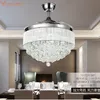 Modern Ceiling Fan Lamp Remote Controller Crystal Lights folding Living Dining Room Bedroom Modern LED Fan Lamps 110V 220v