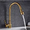 Free Shipping Three colors:Gold/Black/Chrome Pull Down Kitchen Faucet Solid Brass Swivel Pull Out Spray Sink Mixer Tap Water tap