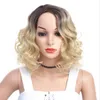 Short Finger Wave Gatsby Style Skin Side Part Ombre Blonde Brown Wigs for Women