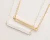 Hot Fashion Jewelry Pendant Necklaces Gold/Silver Tiny Sideways Square The Bar Necklace Simple Stick Modern Minimalist Short Chains Chockers