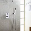 Robinet de douche thermostatique CC, salle de bains, goutte d'air, économie d'eau, pomme de douche de pluie, mélangeur tout en métal chromé, ensemble de bain-douche