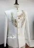 (Jacket + calça + gravata) Ternos masculinos Applique Flores Blazers Calças 2 Piece Suit Vestido De Noiva Prom Party Singer Host Desempenho Stage Outfit