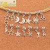 Mixte étoile lune soleil métaux perles breloque 280 pcs/lot tibétain argent Dangle Fit Bracelets européens bricolage vente chaude