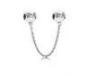 Bijoux fins Authentique 925 Sterling Silver Bead Fit Pandora Charm Pave Inspiration Crystal Safety Chain Beads perles