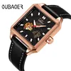 OUBAOER Top Brand Men's Sports Automatic Watch Men Unique Luminous Leather Mechanical Watch Man Gold Clock male