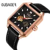 Oubaoer Top merk heren sport automatische horloge mannen unieke lichtgevende lederen mechanische horloge man gouden klok mannetje