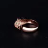 Anel de diamante de cabeça de leopardo feminino, moda Alloy ornamento criativo Animal cabeça anel, prata criativa leopardo cabeça anéis
