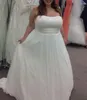 Plus La Taille Robes De Mariée En Mousseline De Soie 2019 Nouveau Custom Made Simple Tribunal Train Sans Manches Plis Sans Bretelles Empire Maternité Robe De Mariée235a