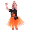 Dziecko Ubrania Moje 1. Halloween Noworodka Niemowlę Dziewczynka Krótki Rękaw Bawełniany Romper Topy + Tutu Tulle Bow Spódnica 2 sztuk Outfits Party Costume Set