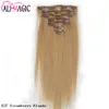 Clip Hair Extensions Färger Clip In Remy Human Hair Extensions Full Head Rak 100g 10INCH-24INCH 7PCS Dubbeldragen Natur Human Hair