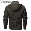 S.ARCHON US Air Force Tactical Hooded Pilot Jackets Men Winter Warm Cotton Military Bomber Jacket Cargo Outerwear Flight Clothes