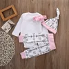 신생아 의류 키즈웨어 아기 소녀 코튼 탑스 편지 Romper + 화살표 바지 + Hairband + 모자 4Pcs 아기 걸즈 의류 세트 Kids Outfits