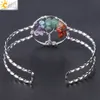 CSJA Women Cuff Bracelet Gemstone Chips Silver Bangle Natural Stone Beads Jewelry Handmade Wisdom Tree of Life Jewellery F5038299344