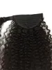 Sportkvinna Kinki Culry Pony Tail Hairstycke, Wraps Curly Peruvian Virgin Hair Drawstring Ponytail Hairpieces 100g-160g 1b