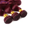 Estensioni di capelli di bugundy colorate Body Wave Human Hair Peruvian Vergine trama 3 fasci non trasformati 99J vino rosso wavy remy human weaves