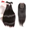 Hannah product Brazilian Virgin Straight Hair With Closure Human Hair 3 Bundles With Closure Unprocessed Virgin Hair