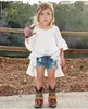 Kız Giydirme Kız Şort Tasarımcı Marka Çocuk Bebek Çocuk Kız bebekler yazlık kıyafetler Elbise Kırlangıç ​​Elbise + Kot Şort 2PCS Seti