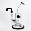 Bent Neck Amber Water Pipe Bong with Bowl 14.4mm Joint Thick Glass Water Pipes in-line Perc Two Function Oil Rigs Smoking Pipes Height 7.9"