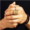 Mannen roestvrij stalen ring hiphop stijl vintage goud kleur met strass Jesus hoofd gezicht kruis ringen sieraden maat 6-14