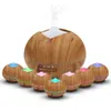 400ml Wood Grain Humidifier Wooden Air Humidifier Ultrasonic Humidifier Aroma Essential Oil Diffuser Portable Mist Maker with 7-Color LED