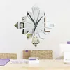 クリスマスギフトアートモダンな高級デザインDIYミラー壁時計取り外し可能な3Dクリスタルミラーウォールステッカーリビングルームベッドルームの装飾