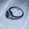 Choucong Top qualité bague coussin coupe 3ct vert 5A zircon cristal 925 argent fête mariage bagues pour femmes bijoux de mode