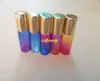 200pcs/lot 5ml Gradient Rainbow color Glass roll on bottle With Steel Roller bottle Essential oil cosmetic packing vial Bottles C2201