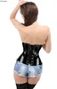 Corsets and bustiers waste trainer Sexy Black Steampunk PVC Vinyl Gothic Black Burlesque Underbust Size S M L XL XXL Corpete9507236
