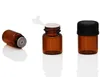 Partihandel 2000pcs Kina 1ml (1 4 Dram) Amber Glass Essential Olja Bottle Perfume Prov Tubes Flaska Mini med Plug and Black Caps Sn1576