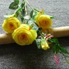 Artificial Rose (5 cabezas / pieza) Simulación de rosas rosa / crema / amarillo / naranja / rojo flores de Rose para la boda decoración del hogar de la tabla del banquete