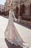 겸손한 2018 비치 웨딩 드레스 높은 분할 섹시 V 넥 브라 가운 슬리브 사용자 지정 만든 레이스 보헤미아 인 어 공주 웨딩 드레스