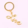 Apricot Fu Gold Love Letter Charm Pendent Key chain Key ring Gift For Girls Drop 6095925