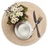 Ronde Weave Placemat Zachte Katoenen Eettafel Mat Dishe Bowl Pad Waterdichte Tafelkleed Pad Matten