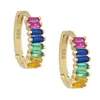 Gold plated rainbow cz hoop earring for women elegance luxury fashion jewelry 20189 new arrived colorful stone cz hoop