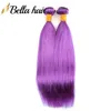 Fioletowy kolor Brazylijskie Virgin Hair Bundles Sily prosto Remy Virgin Human Hair Weft Weff 3OR4 PCSLOT Bella Hair7279587