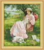 La femme sous un pommier peintures de décor, ensembles de couture de broderie au point de croix faits à la main comptés impression sur toile DMC 14CT /11CT