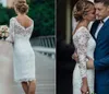 Short Sheath Lace Wedding Dresses 2019 Selling Summer Style 34 Long Sleeve Knee Length Vintage Bridal Gowns Vestidos De Noiva4512719