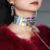 Leather Long Harness Choker Necklace Gift for Women BDSM leash dog Choker Rivets Metal Laser Collar nightclub Fashion Jewelry