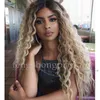 FZP Brazilian Full Medium Long Simulation Human hair Wig Natural Wave Ombre Blonde Wig For Black Women