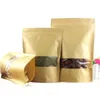 100pcs / lot Zip Kilidi Çanta Hediye Çanta Packaging 13 boyutu Kraft Kağıt Hediyelik Çanta İçin Çay Tozu Nut Gıda Çerez