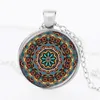 Nieuwe Indiase Mandala Bloem Van Leven Hanger Ketting Vintage Boeddhisme Meditatie Cabochon Glas ketting Voor vrouwen mannen Mode-sieraden