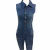 Femmes combinaison Denim salopette 2018 printemps automne noir sangle déchiré poches pleine longueur Denim Jeans Jumpsuit219M