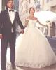 Disse mhamad elegante renda vestidos de casamento apliques fora do ombro tule vestidos de baile de noiva vestidos de casamento feitos sob encomenda dh4235