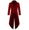 New Mens Tuxedo Coat Steampunk Vintage Tailcoat Jacket Gothic Frock Coat Top Windbreaker Suit Weeding X-Long Outwear