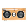 Factory Wholesale Handmade Bamboo Radio Speaker Hot Portable Hi-Fi Wood Speaker wooden TF/USB Card Subwoofer FM Radio with Remote MP3 player