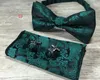 Paisley Bow Tie Set Bow Tie och Hanky ​​Cufflinks Set Silk Jacquard Woven Men Farterfly Bowtie Pocket Square Handertchief Suit Wed6662509