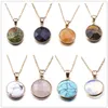 Mode ronde pierre naturelle Turuoise Druzy collier or opale cristal rose collier drusy pour les femmes