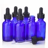 6st 1 oz 30ml koboltblå glasdroppflaska w / ögondroppare för eteriska oljor Aromaterapi Boston runda tomma behållare