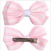 3.5 "Söt färgglad randtryck Small Bow Kids Baby Girls Hair Clips Hairpins Barrettes Hair Accessories Gifts